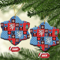 Czech Christmas Patchwork Ceramic Ornament - Wonder Print Shop