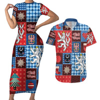 Czech Christmas Patchwork Couples Matching Short Sleeve Bodycon Dress and Hawaiian Shirt - Wonder Print Shop