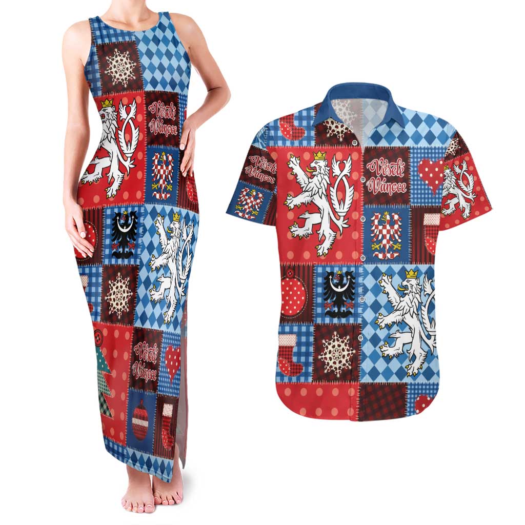 Czech Christmas Patchwork Couples Matching Tank Maxi Dress and Hawaiian Shirt - Wonder Print Shop