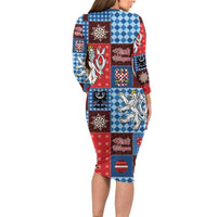 Czech Christmas Patchwork Family Matching Long Sleeve Bodycon Dress and Hawaiian Shirt - Wonder Print Shop