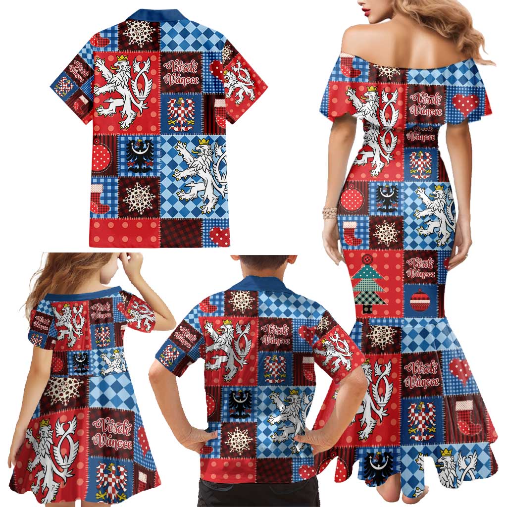 Czech Christmas Patchwork Family Matching Mermaid Dress and Hawaiian Shirt - Wonder Print Shop