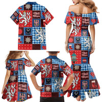 Czech Christmas Patchwork Family Matching Mermaid Dress and Hawaiian Shirt - Wonder Print Shop