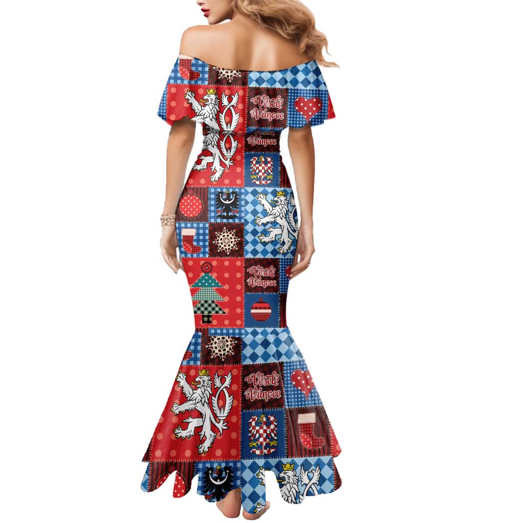 Czech Christmas Patchwork Family Matching Mermaid Dress and Hawaiian Shirt - Wonder Print Shop