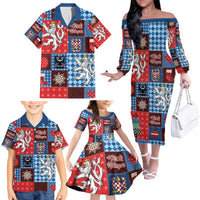 Czech Christmas Patchwork Family Matching Off The Shoulder Long Sleeve Dress and Hawaiian Shirt - Wonder Print Shop