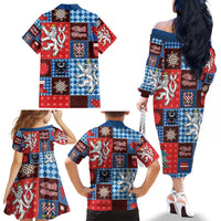 Czech Christmas Patchwork Family Matching Off The Shoulder Long Sleeve Dress and Hawaiian Shirt - Wonder Print Shop