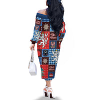 Czech Christmas Patchwork Family Matching Off The Shoulder Long Sleeve Dress and Hawaiian Shirt - Wonder Print Shop