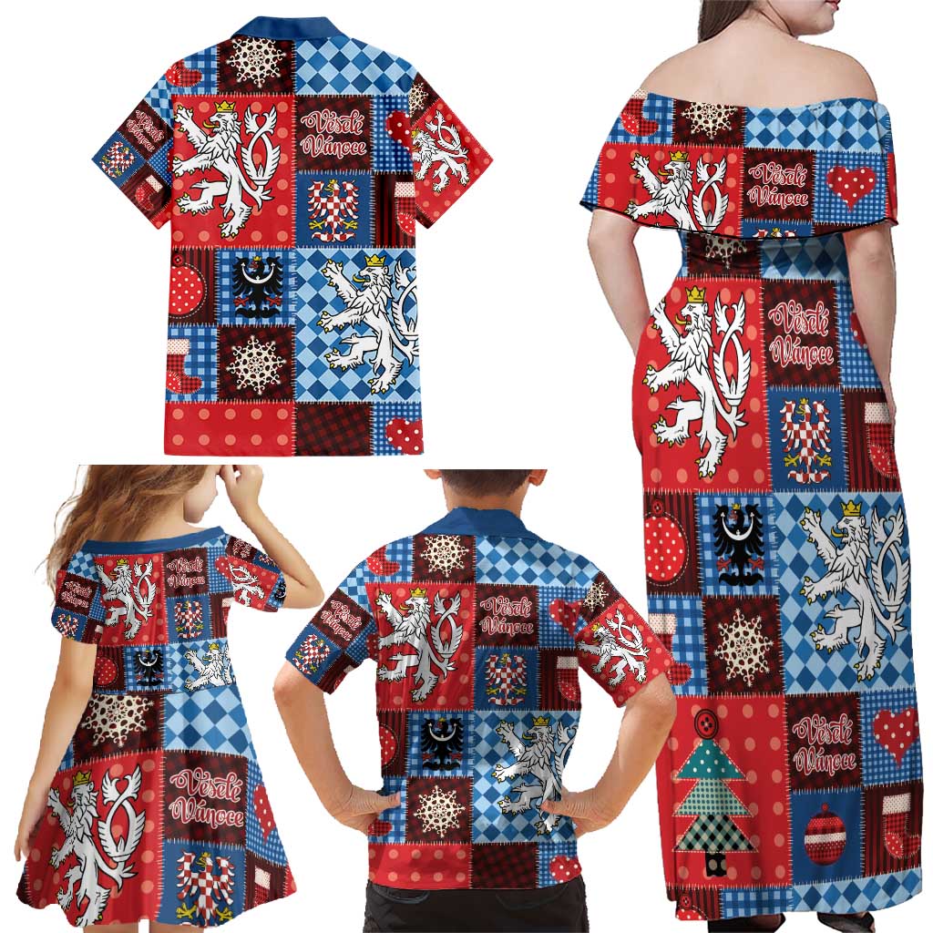 Czech Christmas Patchwork Family Matching Off Shoulder Maxi Dress and Hawaiian Shirt - Wonder Print Shop