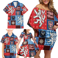 Czech Christmas Patchwork Family Matching Off Shoulder Short Dress and Hawaiian Shirt - Wonder Print Shop