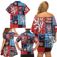 Czech Christmas Patchwork Family Matching Off Shoulder Short Dress and Hawaiian Shirt - Wonder Print Shop