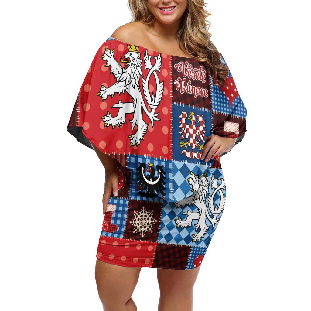 Czech Christmas Patchwork Family Matching Off Shoulder Short Dress and Hawaiian Shirt - Wonder Print Shop