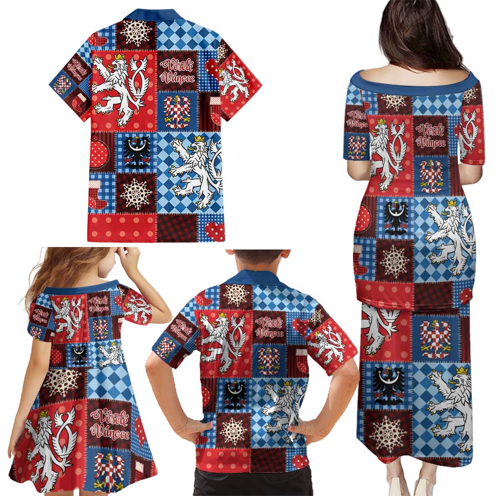 Czech Christmas Patchwork Family Matching Puletasi and Hawaiian Shirt - Wonder Print Shop