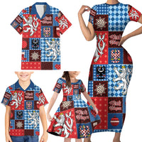 Czech Christmas Patchwork Family Matching Short Sleeve Bodycon Dress and Hawaiian Shirt - Wonder Print Shop