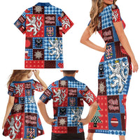 Czech Christmas Patchwork Family Matching Short Sleeve Bodycon Dress and Hawaiian Shirt - Wonder Print Shop