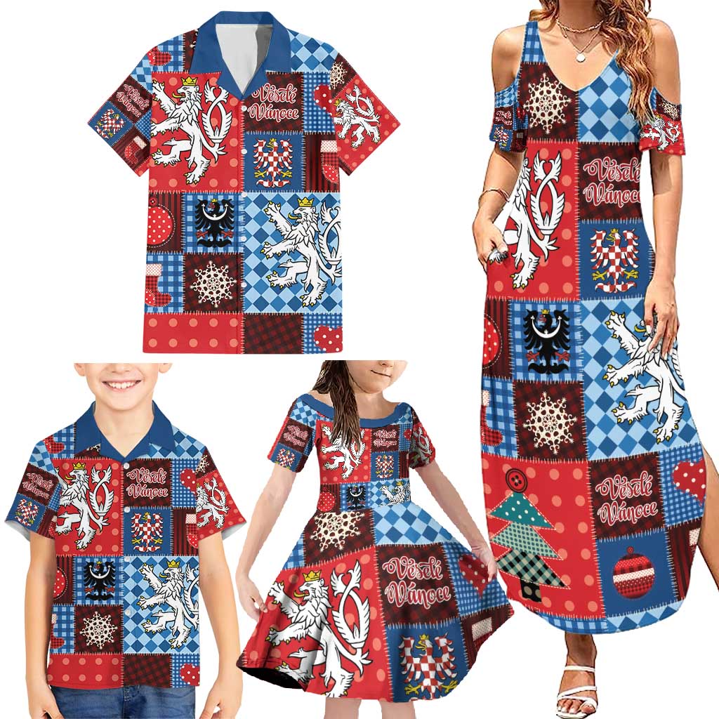 Czech Christmas Patchwork Family Matching Summer Maxi Dress and Hawaiian Shirt - Wonder Print Shop