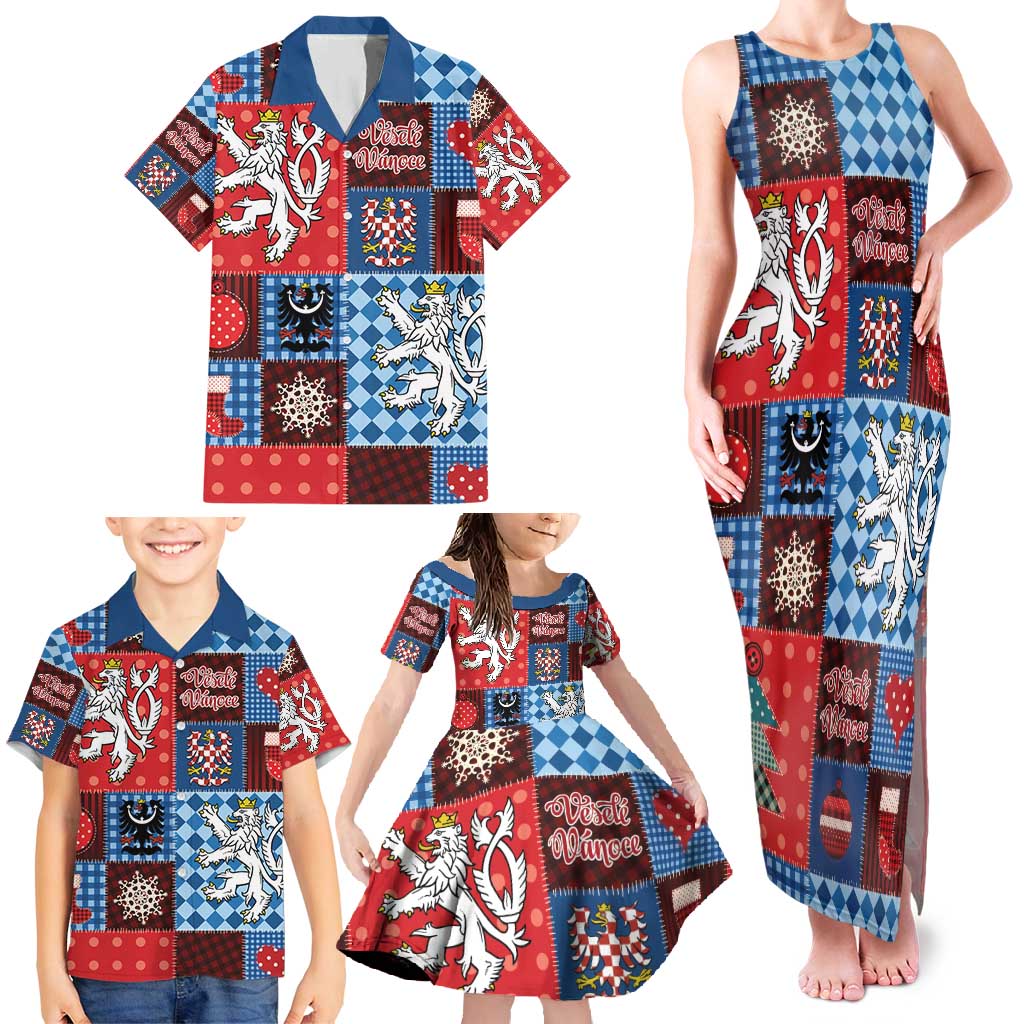 Czech Christmas Patchwork Family Matching Tank Maxi Dress and Hawaiian Shirt - Wonder Print Shop