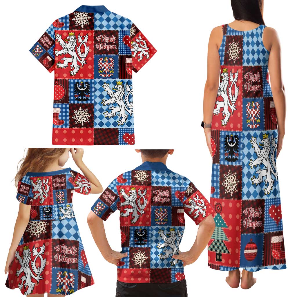 Czech Christmas Patchwork Family Matching Tank Maxi Dress and Hawaiian Shirt - Wonder Print Shop