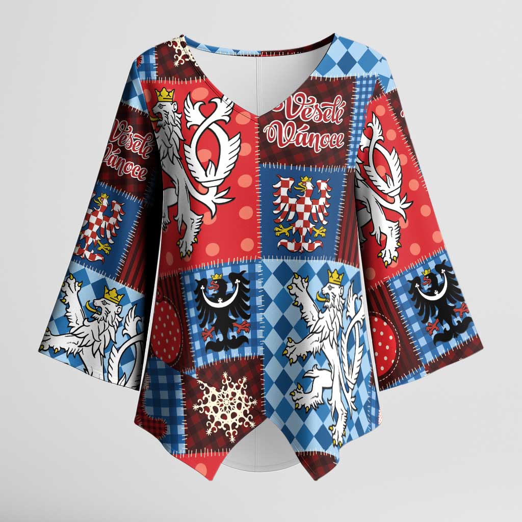 Czech Christmas Patchwork Kimono Sleeve Blouse - Wonder Print Shop