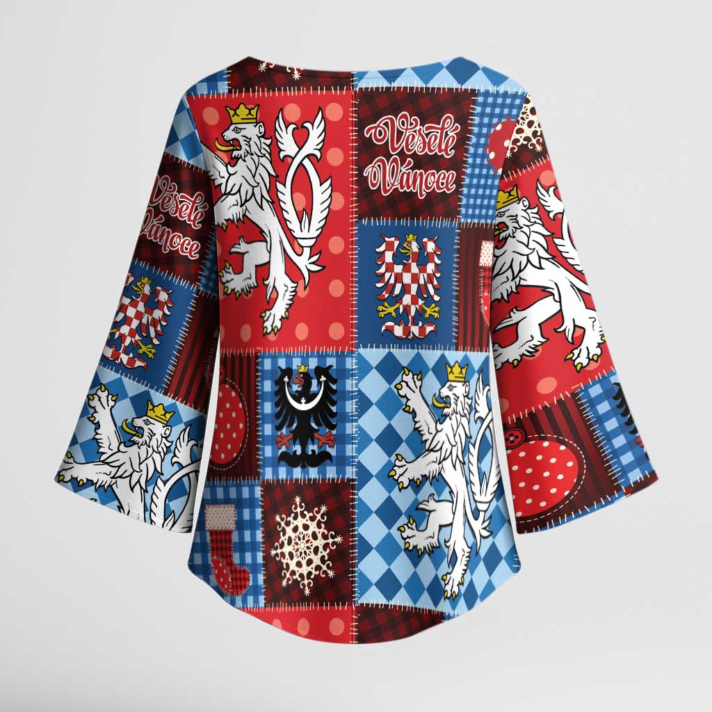Czech Christmas Patchwork Kimono Sleeve Blouse - Wonder Print Shop