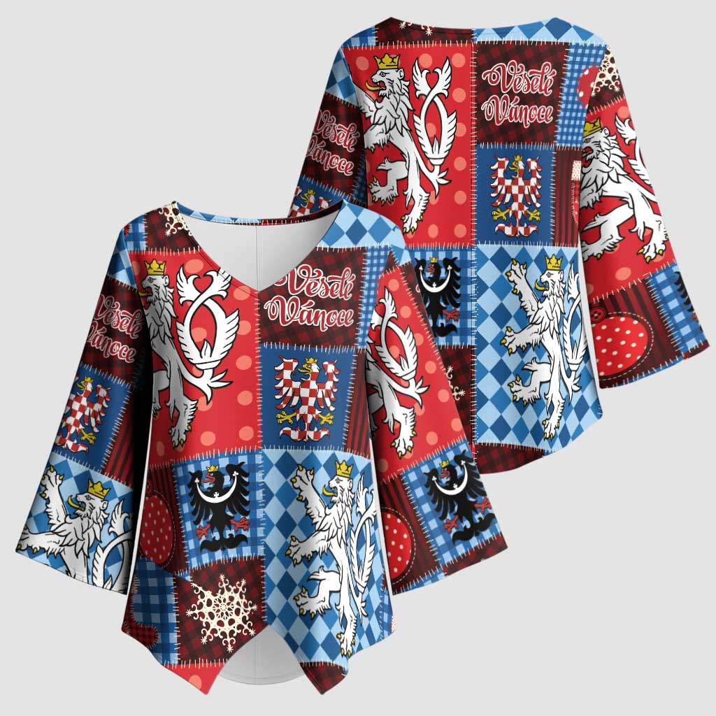 Czech Christmas Patchwork Kimono Sleeve Blouse - Wonder Print Shop