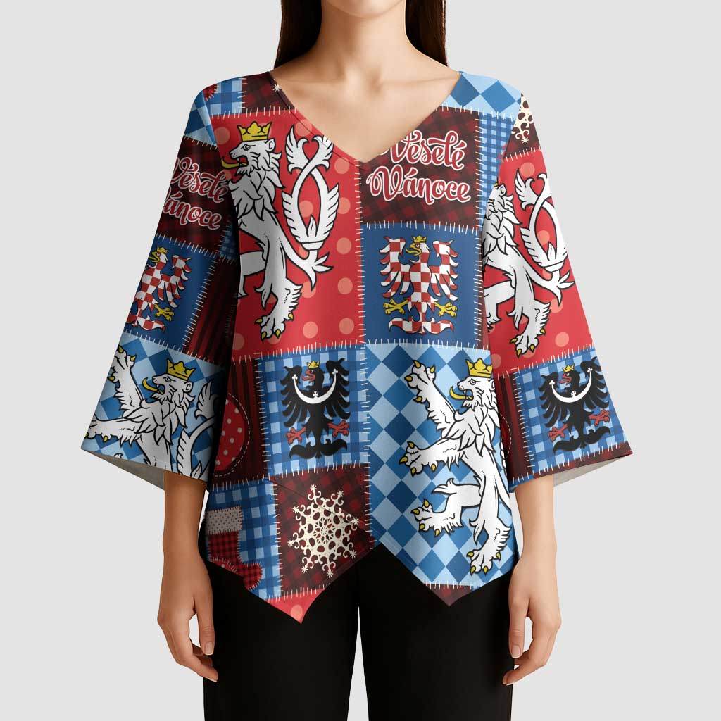 Czech Christmas Patchwork Kimono Sleeve Blouse - Wonder Print Shop