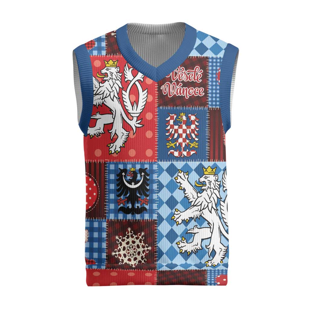 Czech Christmas Patchwork Christmas Knitted V-Neck Vest - Wonder Print Shop