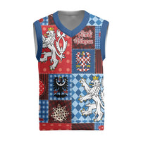 Czech Christmas Patchwork Christmas Knitted V-Neck Vest - Wonder Print Shop