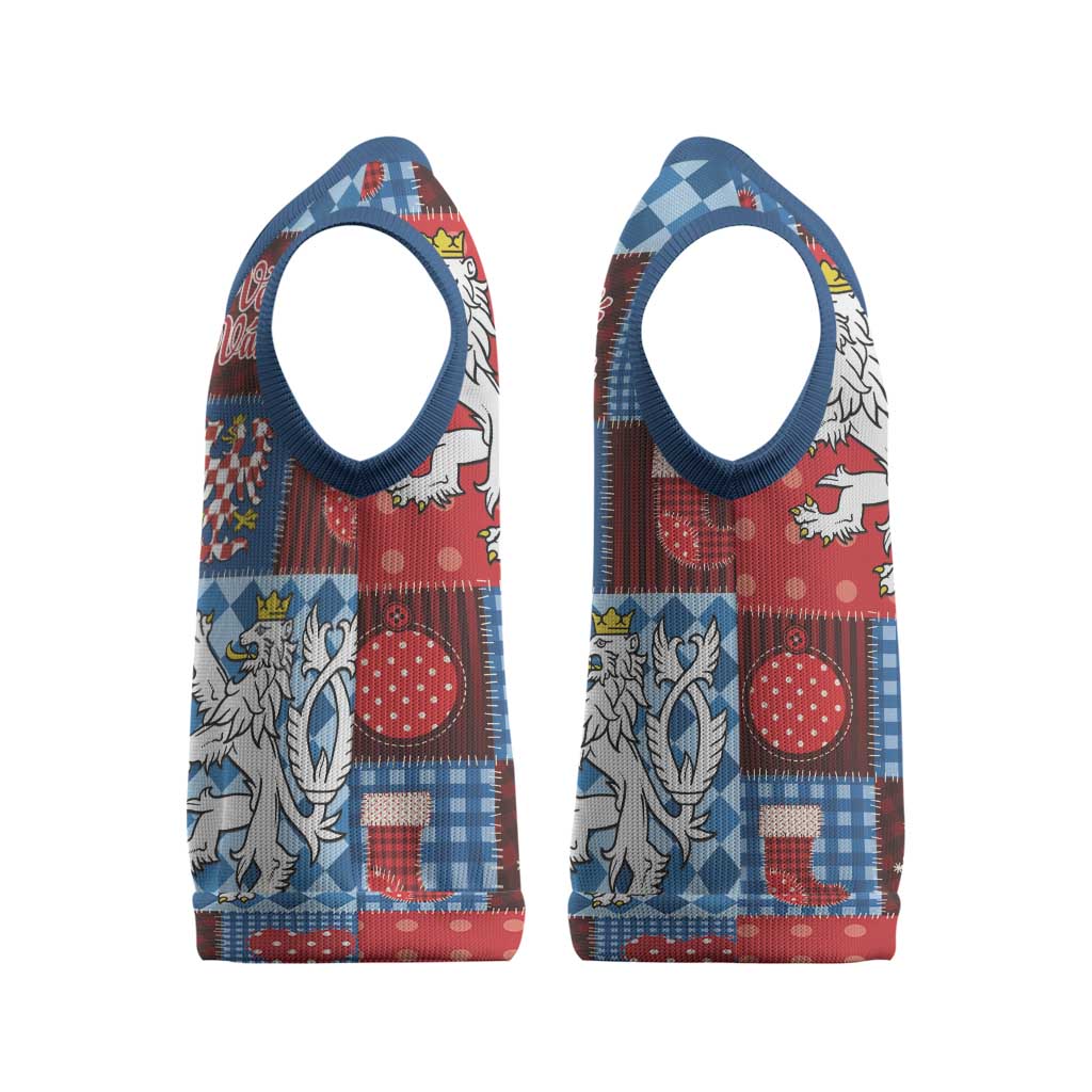 Czech Christmas Patchwork Christmas Knitted V-Neck Vest - Wonder Print Shop