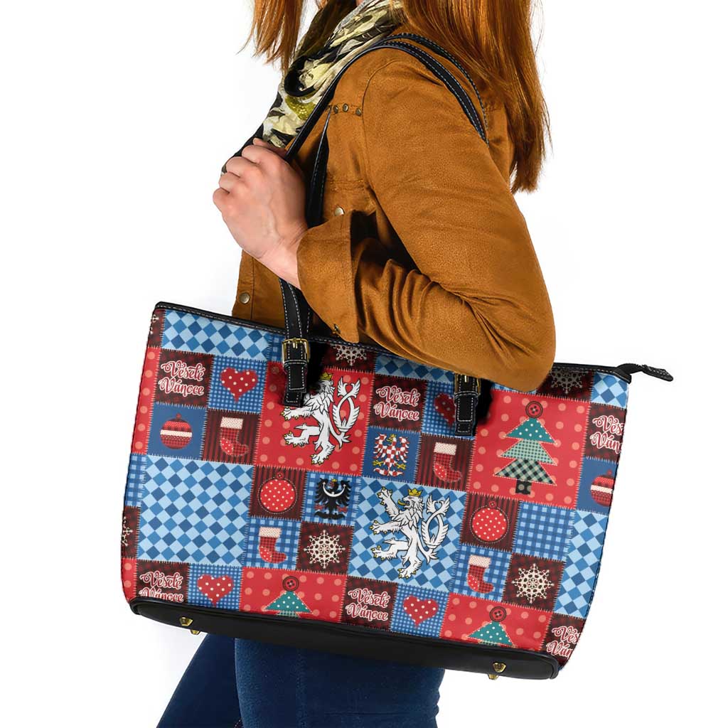 Czech Christmas Patchwork Leather Tote Bag - Wonder Print Shop