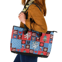 Czech Christmas Patchwork Leather Tote Bag - Wonder Print Shop