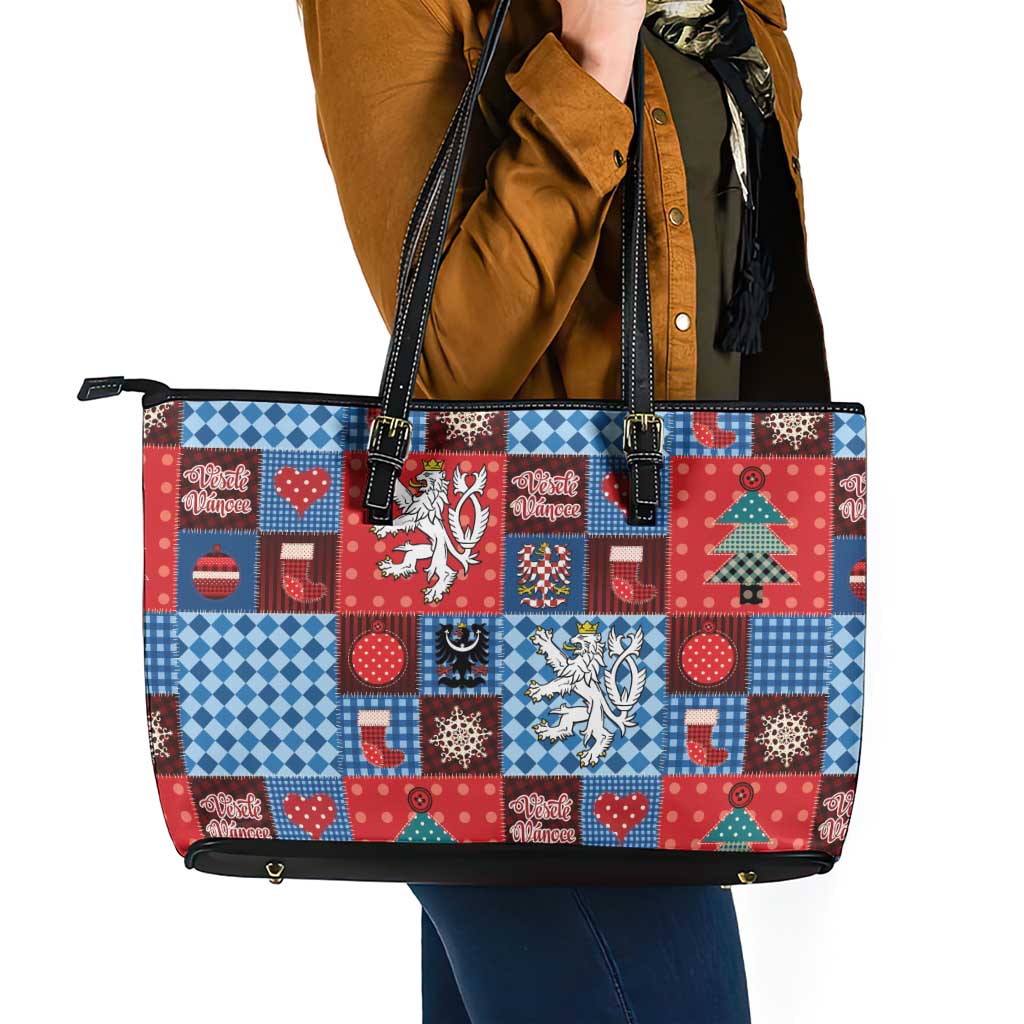 Czech Christmas Patchwork Leather Tote Bag - Wonder Print Shop