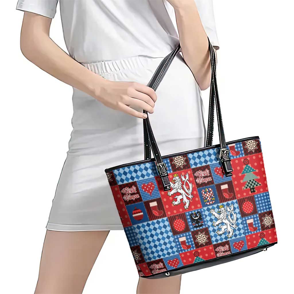 Czech Christmas Patchwork Leather Tote Bag - Wonder Print Shop