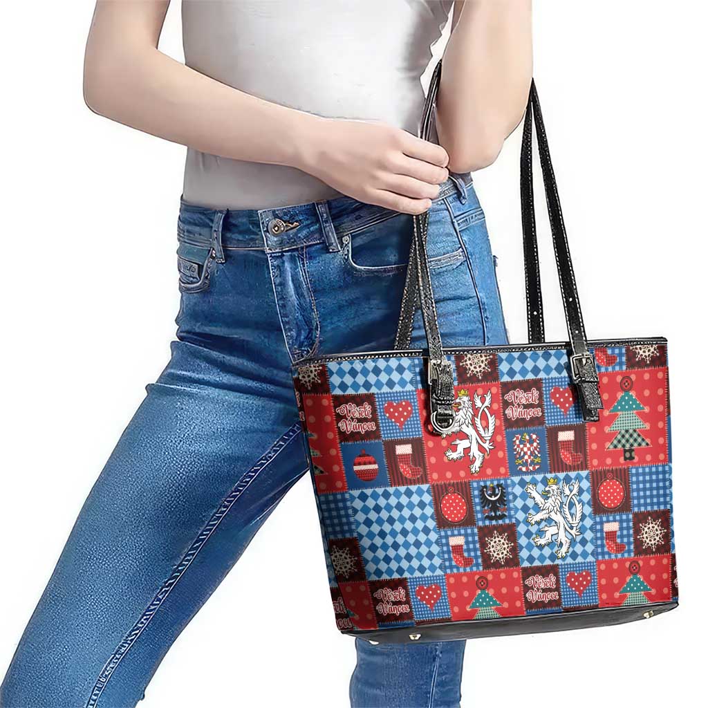 Czech Christmas Patchwork Leather Tote Bag - Wonder Print Shop