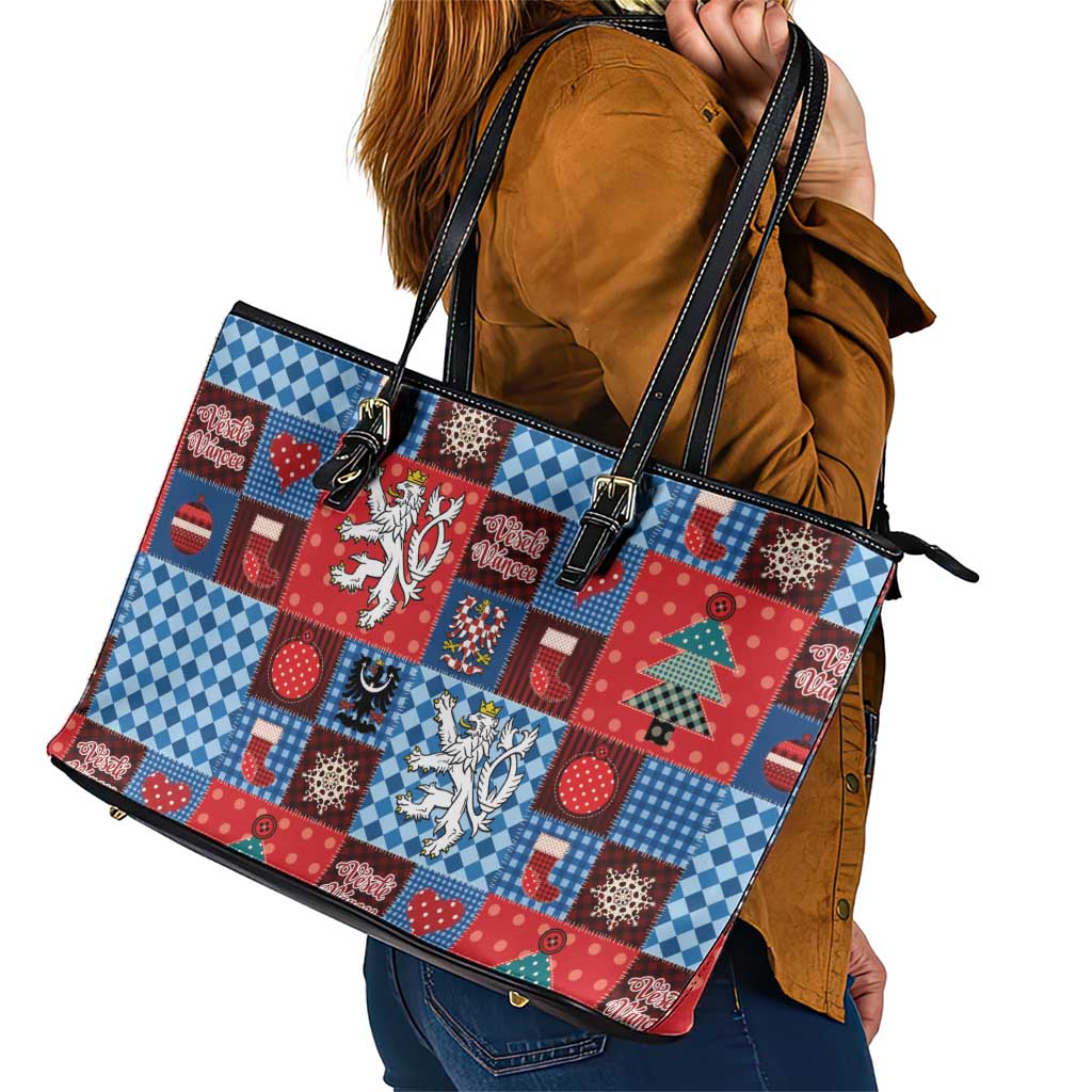 Czech Christmas Patchwork Leather Tote Bag - Wonder Print Shop