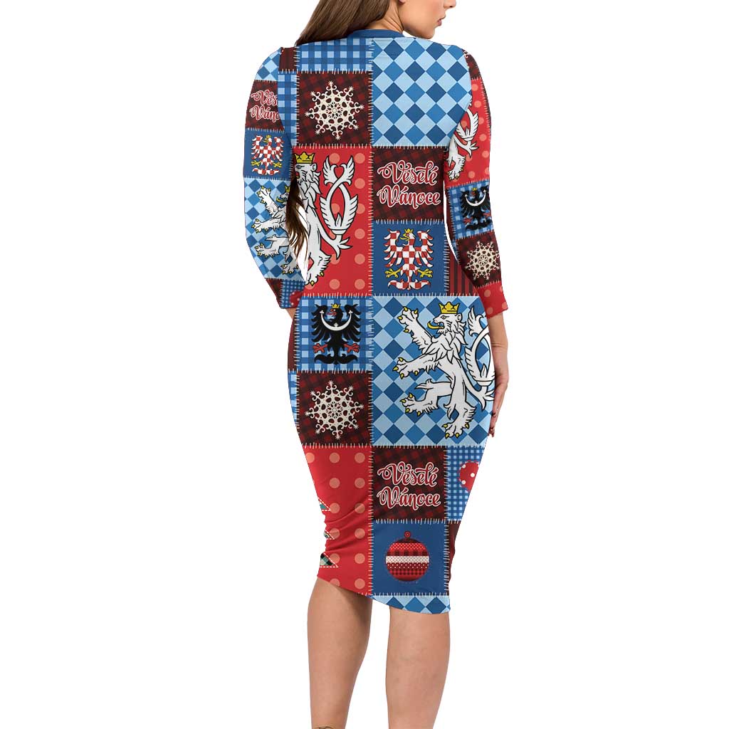 Czech Christmas Patchwork Long Sleeve Bodycon Dress - Wonder Print Shop