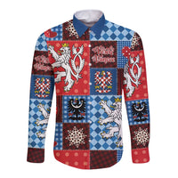 Czech Christmas Patchwork Long Sleeve Button Shirt - Wonder Print Shop