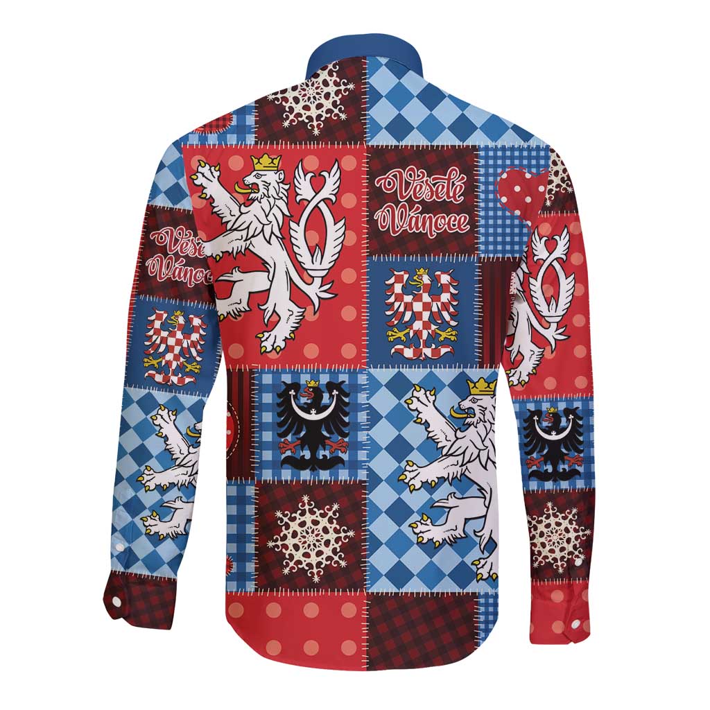 Czech Christmas Patchwork Long Sleeve Button Shirt - Wonder Print Shop