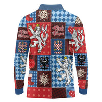 Czech Christmas Patchwork Long Sleeve Polo Shirt - Wonder Print Shop