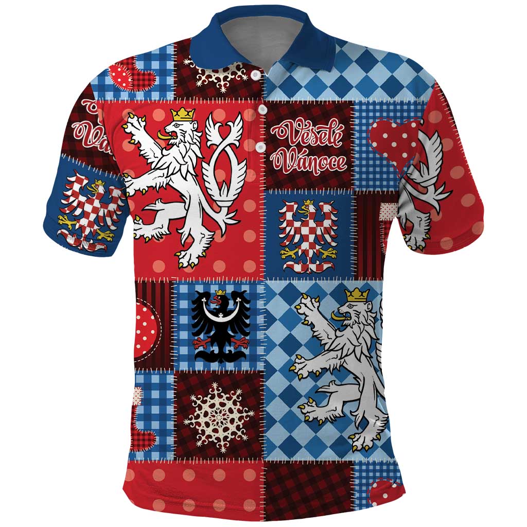 Czech Christmas Patchwork Polo Shirt - Wonder Print Shop