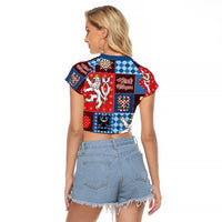 Czech Christmas Patchwork Raglan Cropped T Shirt - Wonder Print Shop