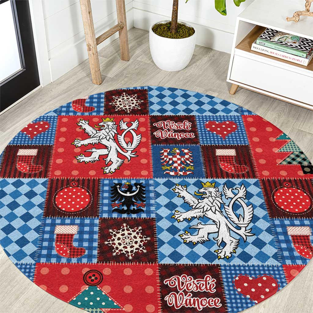 Czech Christmas Patchwork Round Carpet - Wonder Print Shop