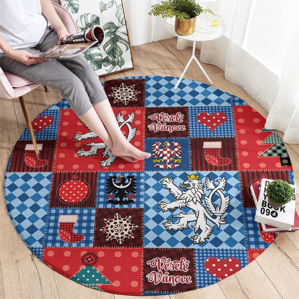 Czech Christmas Patchwork Round Carpet - Wonder Print Shop