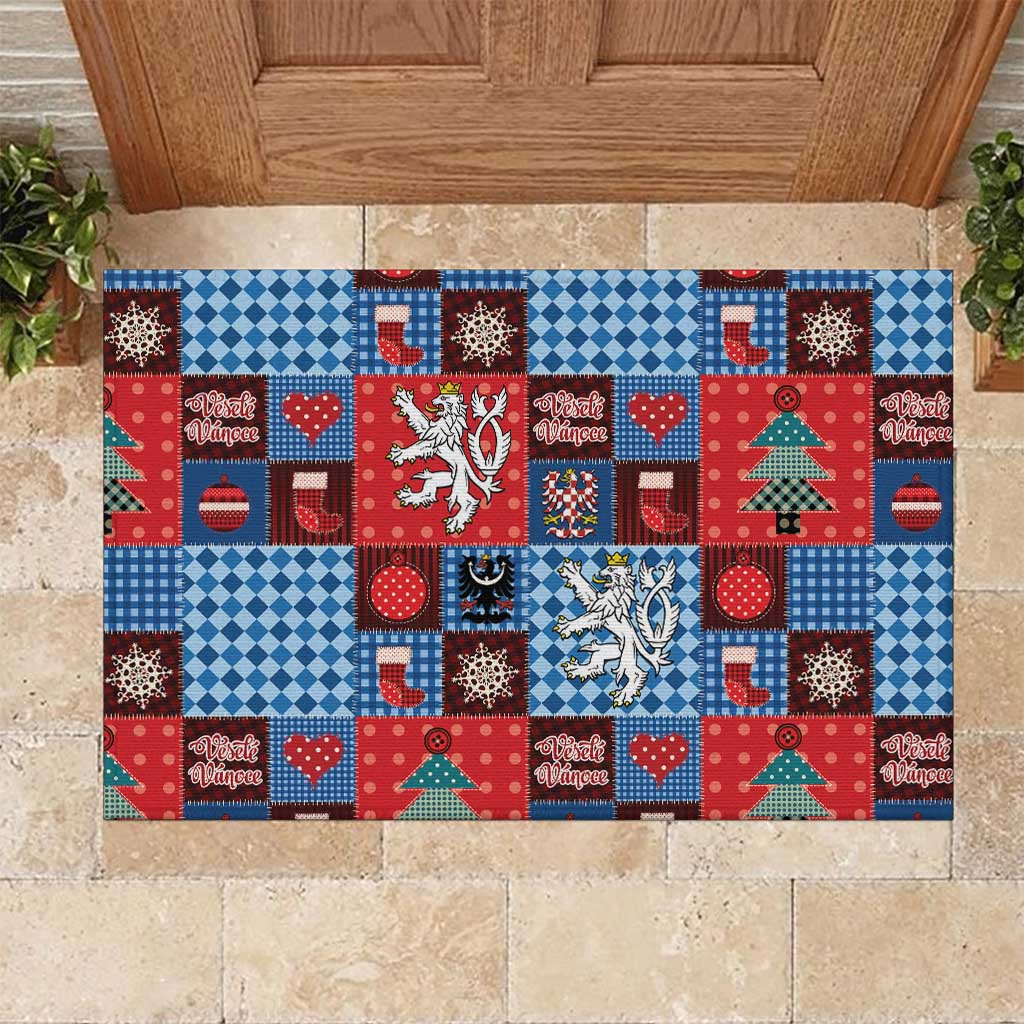 Czech Christmas Patchwork Rubber Doormat - Wonder Print Shop