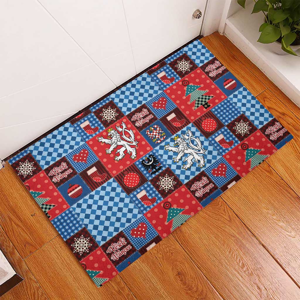 Czech Christmas Patchwork Rubber Doormat - Wonder Print Shop