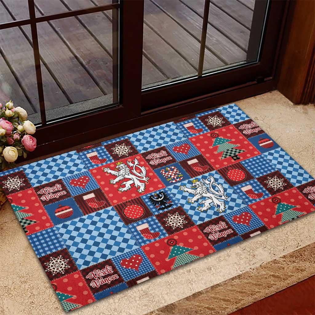 Czech Christmas Patchwork Rubber Doormat - Wonder Print Shop