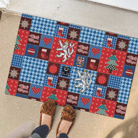Czech Christmas Patchwork Rubber Doormat - Wonder Print Shop