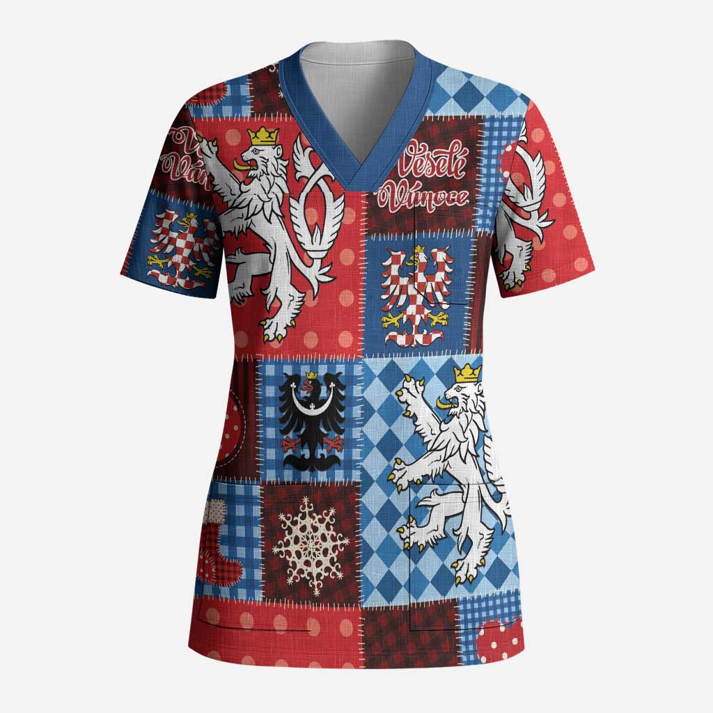 Czech Christmas Patchwork Scrub Top - Wonder Print Shop