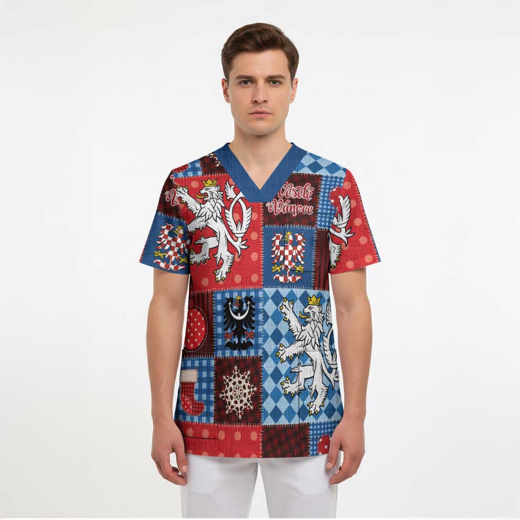 Czech Christmas Patchwork Scrub Top - Wonder Print Shop