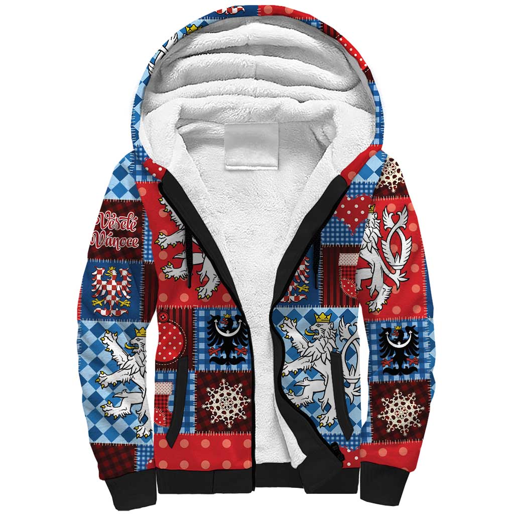 Czech Christmas Patchwork Sherpa Hoodie - Wonder Print Shop