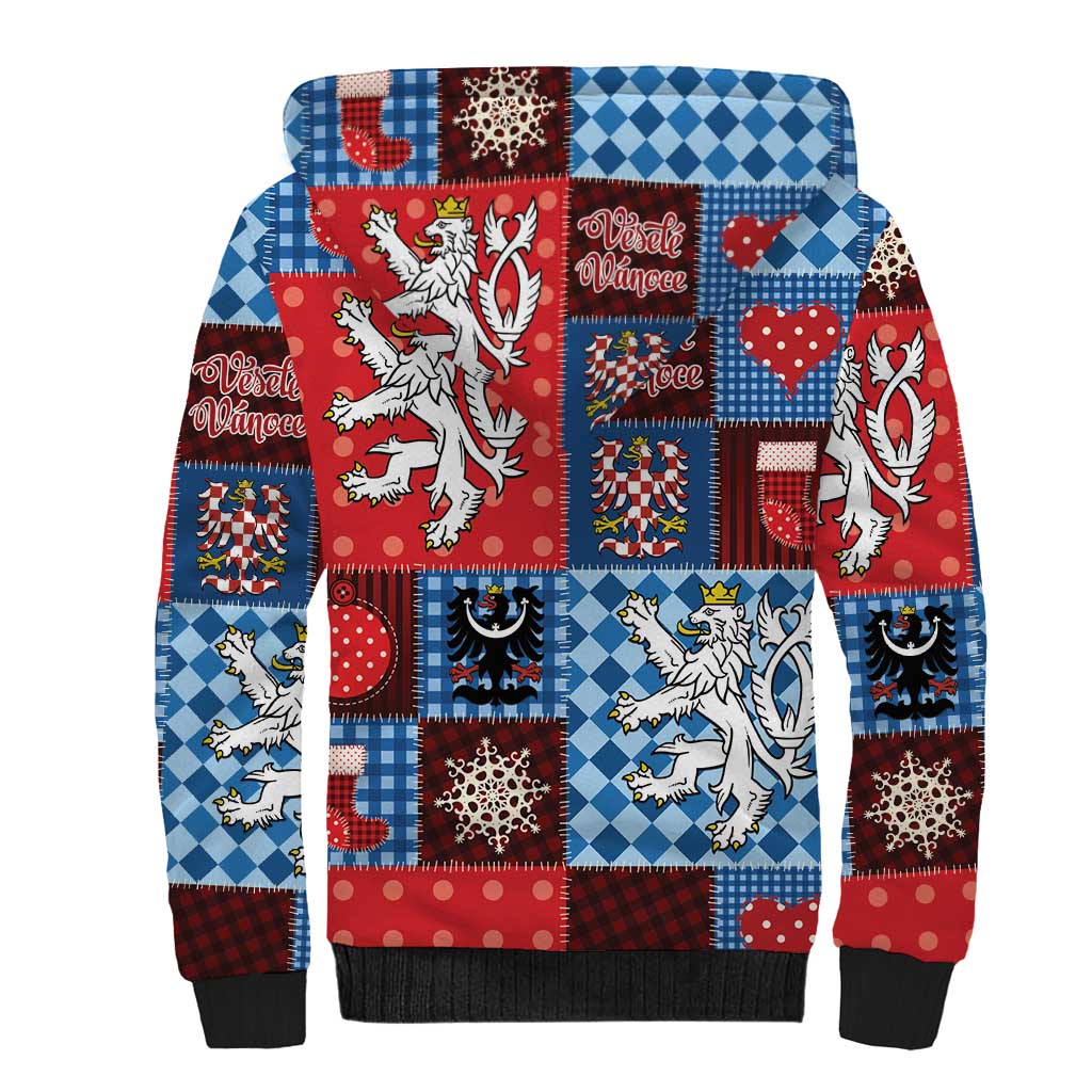 Czech Christmas Patchwork Sherpa Hoodie - Wonder Print Shop