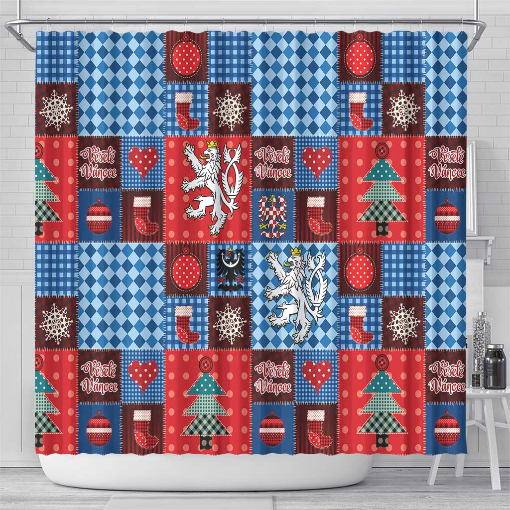 Czech Christmas Patchwork Shower Curtain - Wonder Print Shop